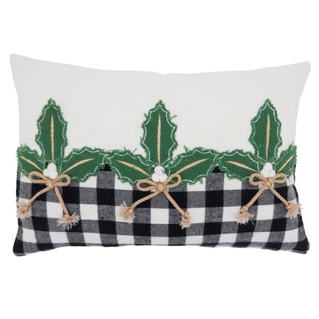 SARO 1328.BW1218BC 12 X 18 In. Oblong Black & White Buffalo Plaid Holly Pillow Cover
